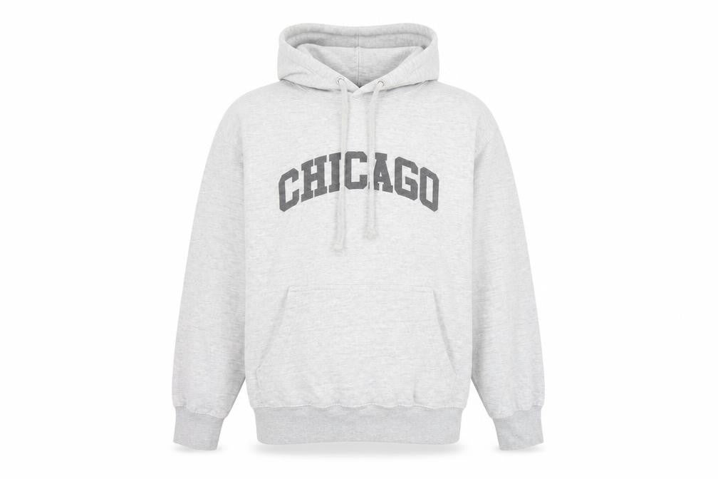 PRETTYLITTLETHING Unisex Grey Chicago Pullover Hoodie Size S