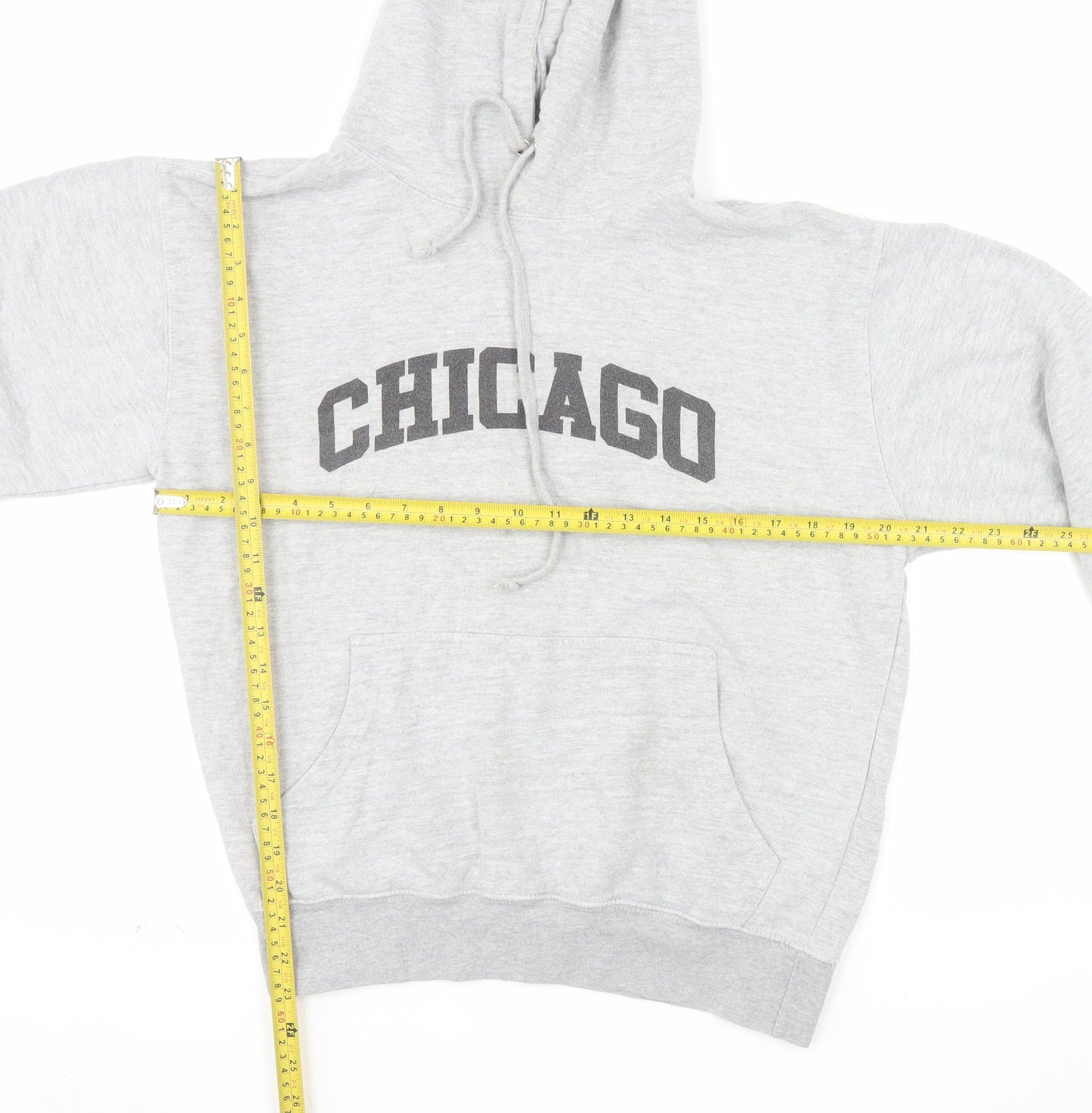 PrettyLittleThing Unisex Grey Chicago Pullover Hoodie Size S