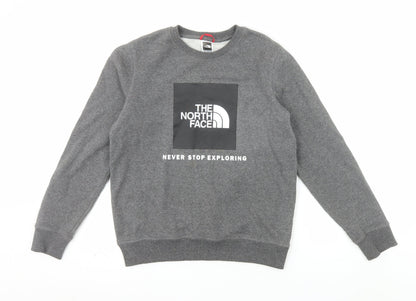The North Face Boys Grey Pullover Fleece Sweatshirt L Graphic Logo