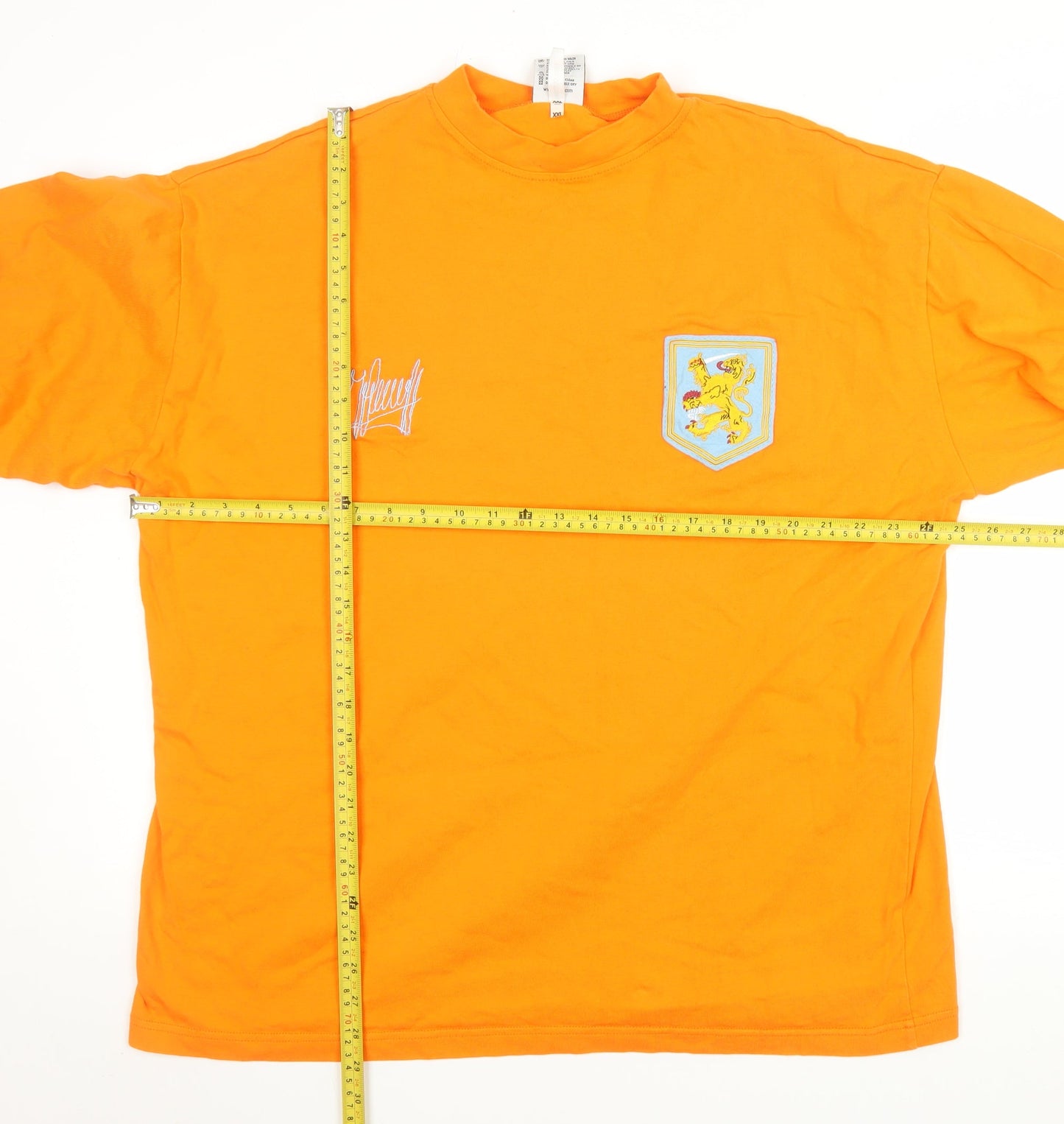 TOFFS Men's Orange 2XL Retro Football Long Sleeve Pullover Sweatshirt