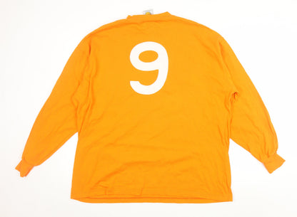 TOFFS Men's Orange 2XL Retro Football Long Sleeve Pullover Sweatshirt