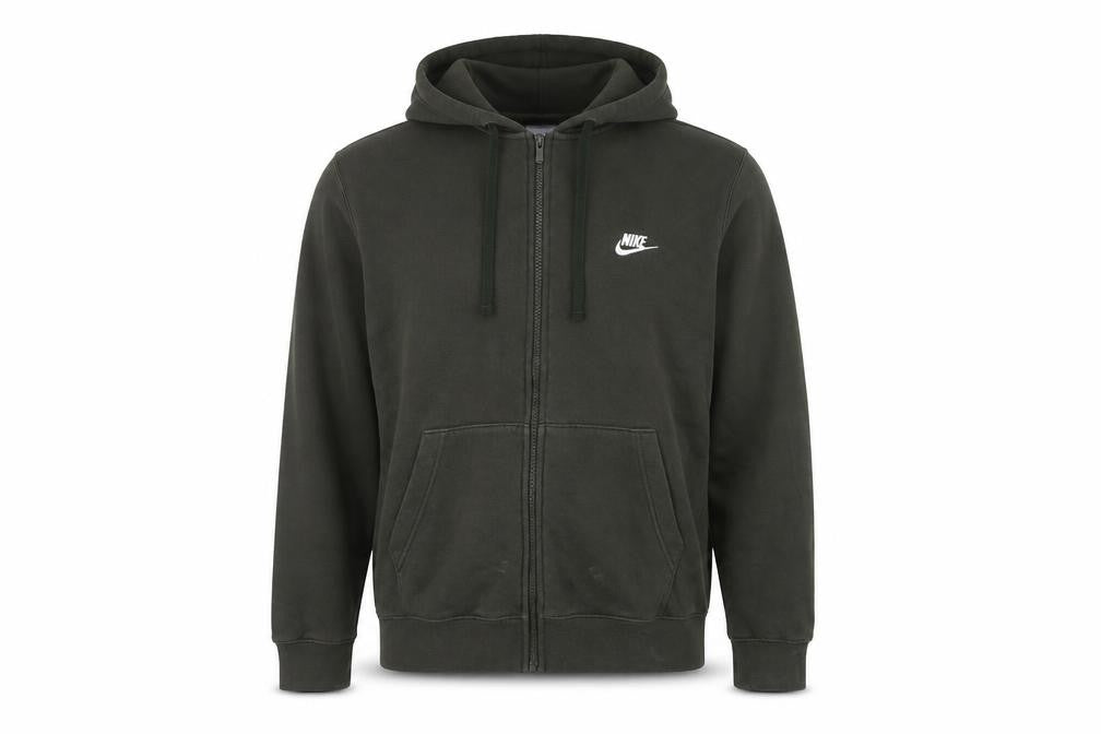 Nike Men's Green Full Zip Hoodie Size M Regular Fit Logo Fleece