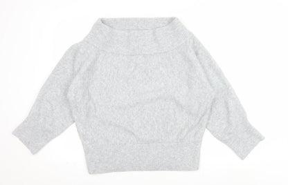 Pull&Bear Women Grey Roll Neck Wool Blend Relaxed Fit Jumper Size 12