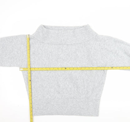 Pull&Bear Women Grey Roll Neck Wool Blend Relaxed Fit Jumper Size 12
