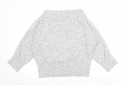 Pull&Bear Women Grey Roll Neck Wool Blend Relaxed Fit Jumper Size 12