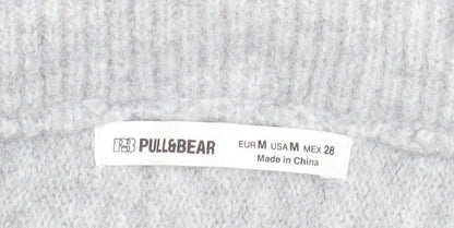 Pull&Bear Women Grey Roll Neck Wool Blend Relaxed Fit Jumper Size 12