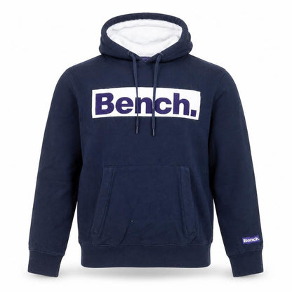 Bench Mens Blue L Pullover Hoodie Logo Cotton Sweatshirt