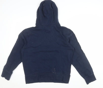 Bench Mens Blue L Pullover Hoodie Logo Cotton Sweatshirt