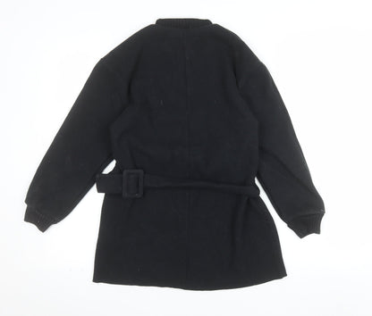 Zara Women Black Belted Shift Dress Size S Long Sleeve Classic