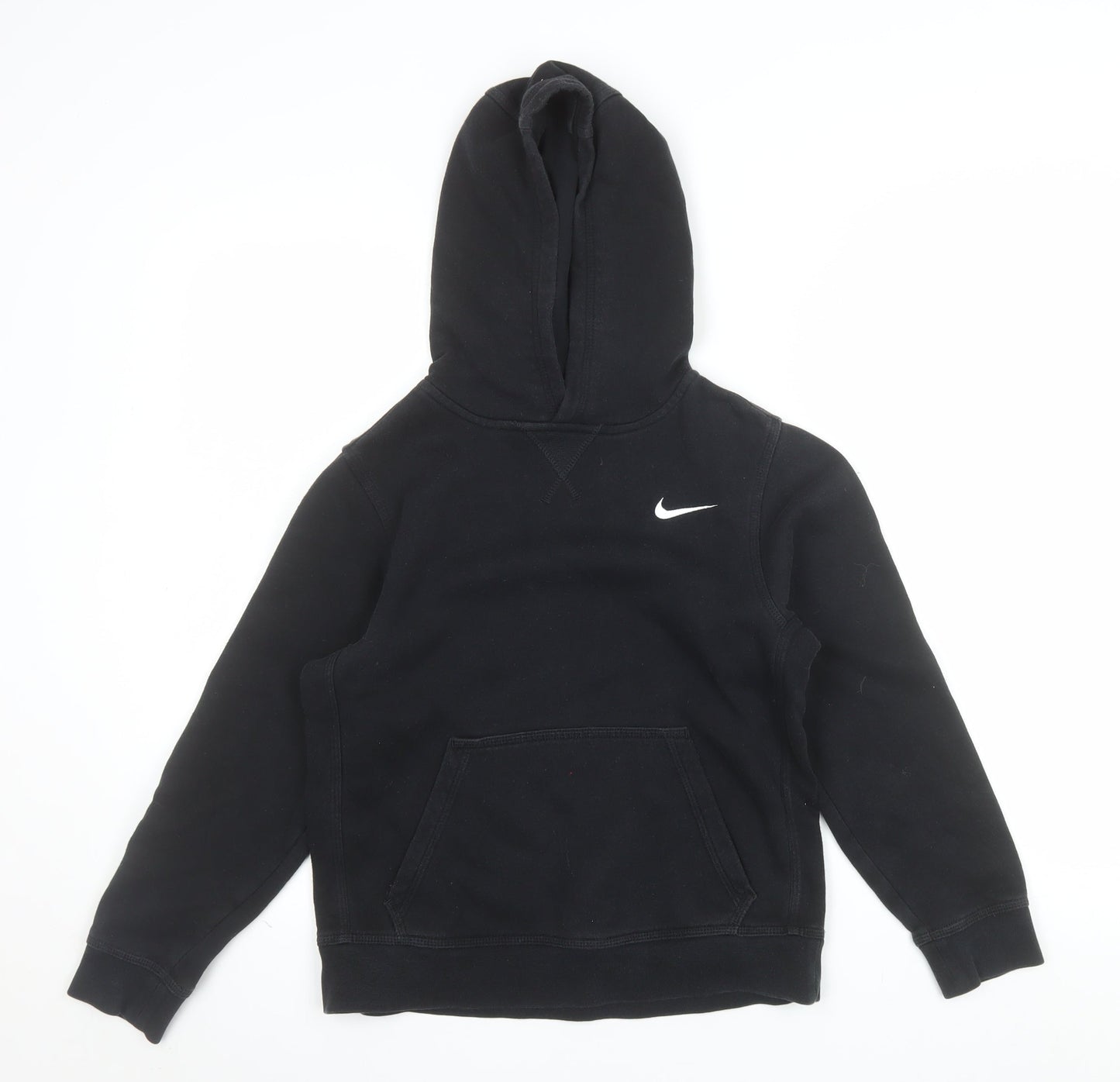 Nike Boys Black Pullover Hoodie M 10-12 Years Cotton Blend Logo Sweatshirt