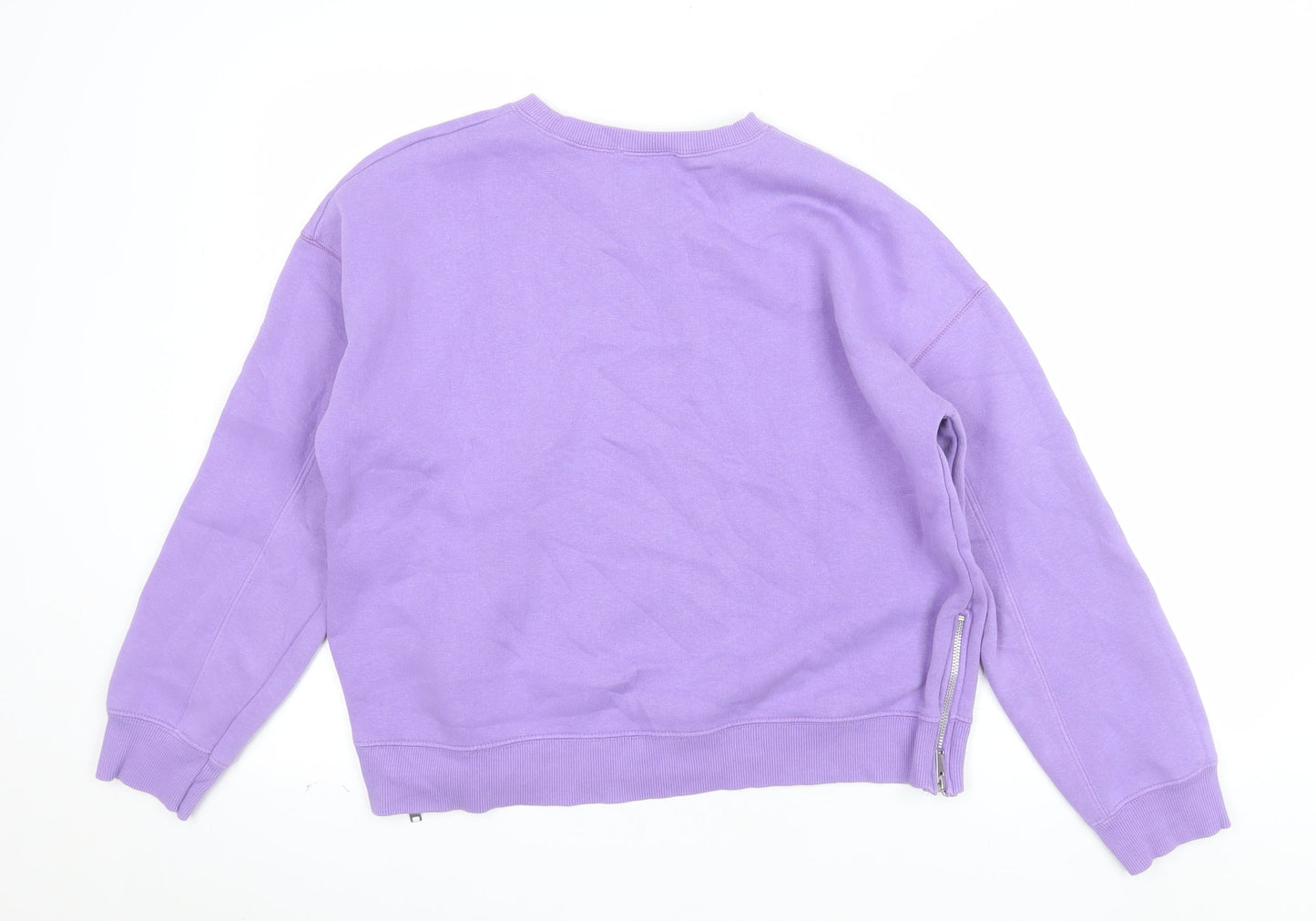 Mint Velvet Women Purple Cotton Blend Zip Detail Sweatshirt Size M
