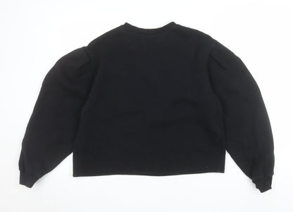 Zara Womens Black Studded Pullover Sweatshirt Size M Cotton Blend