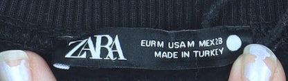 Zara Womens Black Studded Pullover Sweatshirt Size M Cotton Blend