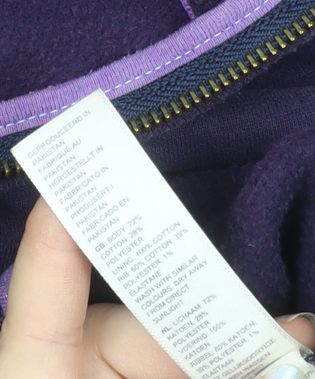 Fat Face Womens Purple Full Zip Hoodie Size UK 16 Cotton Blend