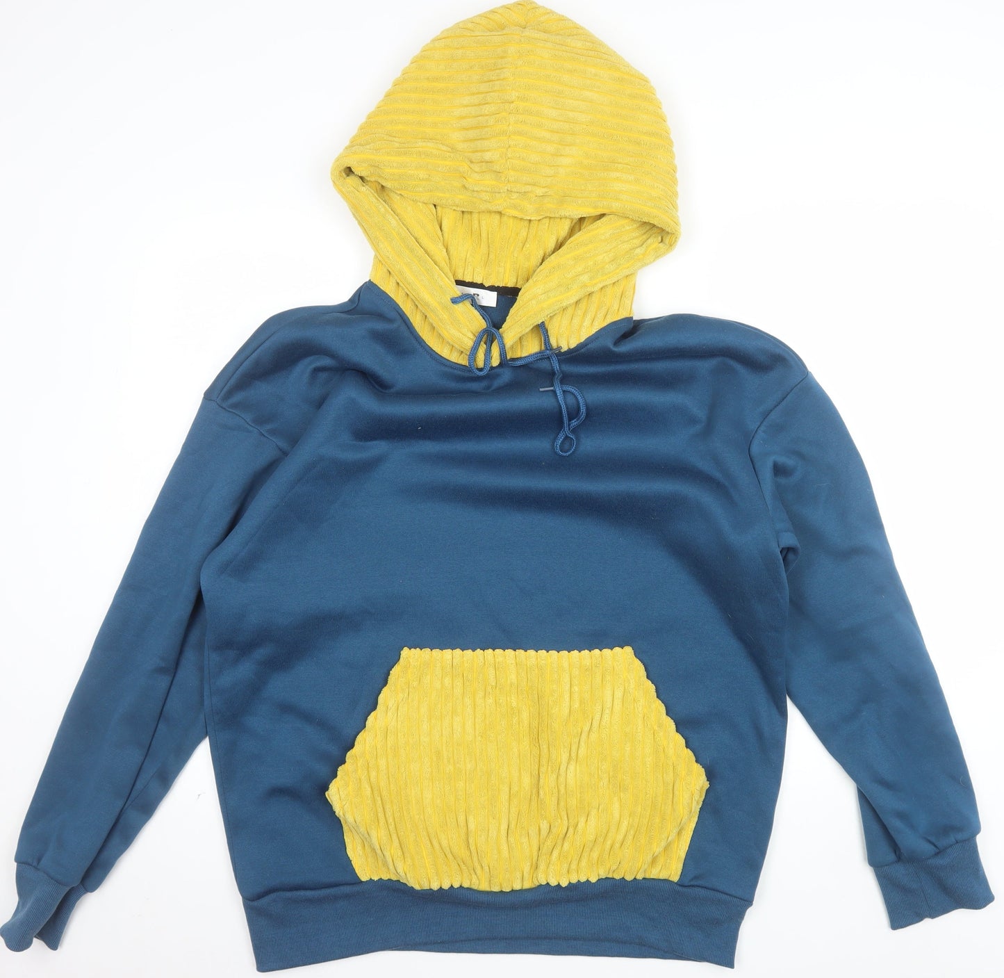 ChArmkpR Men's Blue & Yellow Pullover Hoodie Size L Fleece