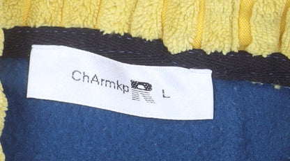 ChArmkpR Men's Blue & Yellow Pullover Hoodie Size L Fleece