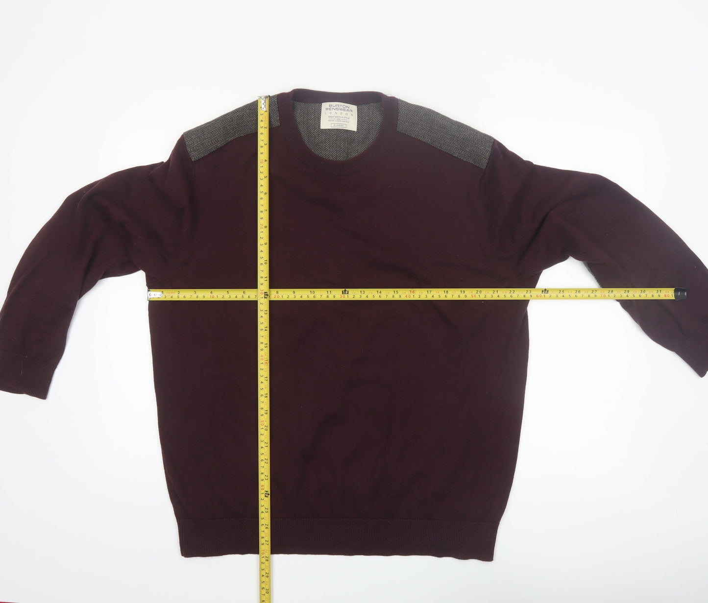Burton Menswear Men's Brown XL Cotton Crew Neck Pullover Jumper