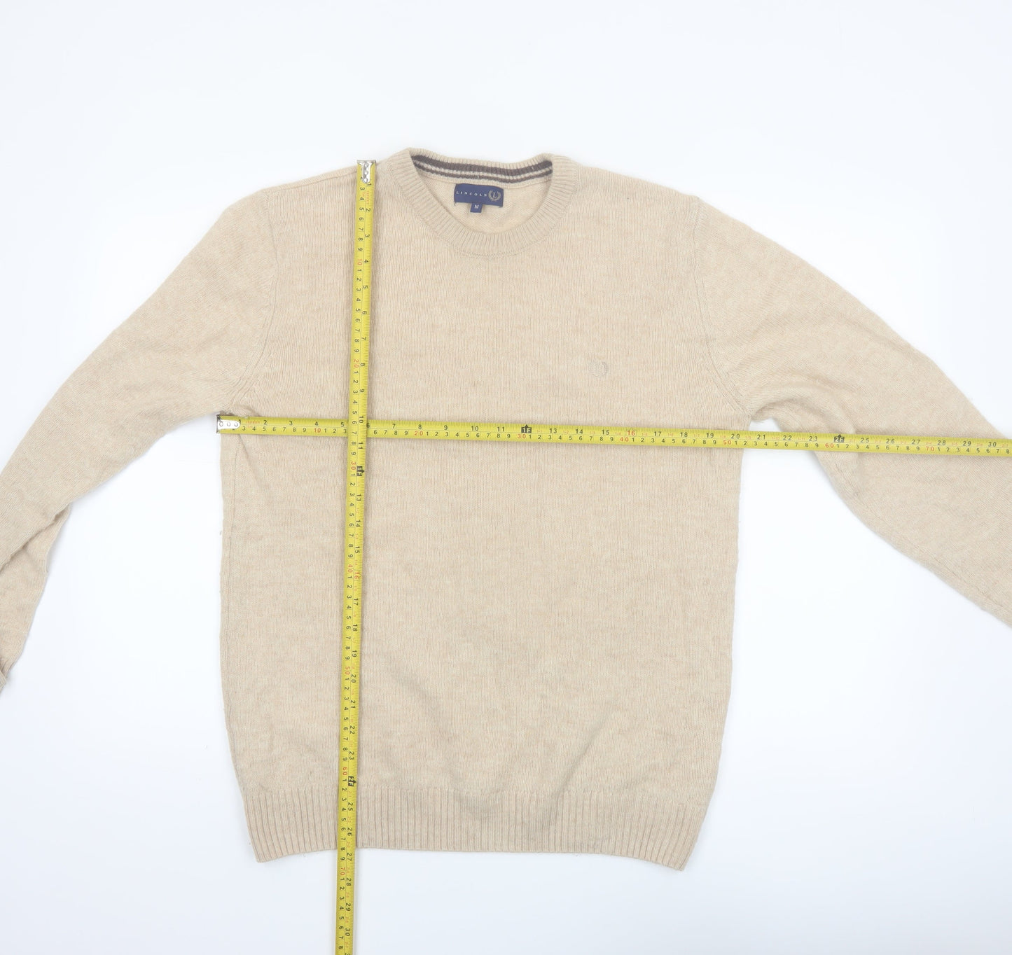 Lincoln Men's Beige Wool Blend Pullover Jumper M