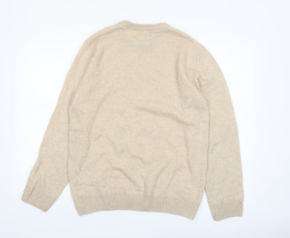 Lincoln Men's Beige Wool Blend Pullover Jumper M