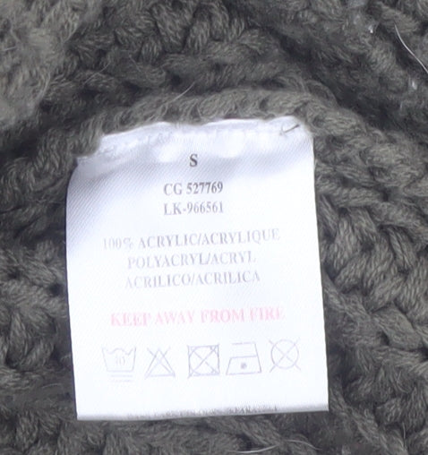 Brave Soul Women Green Chunky Knit Lace-Up Pullover Jumper Size S