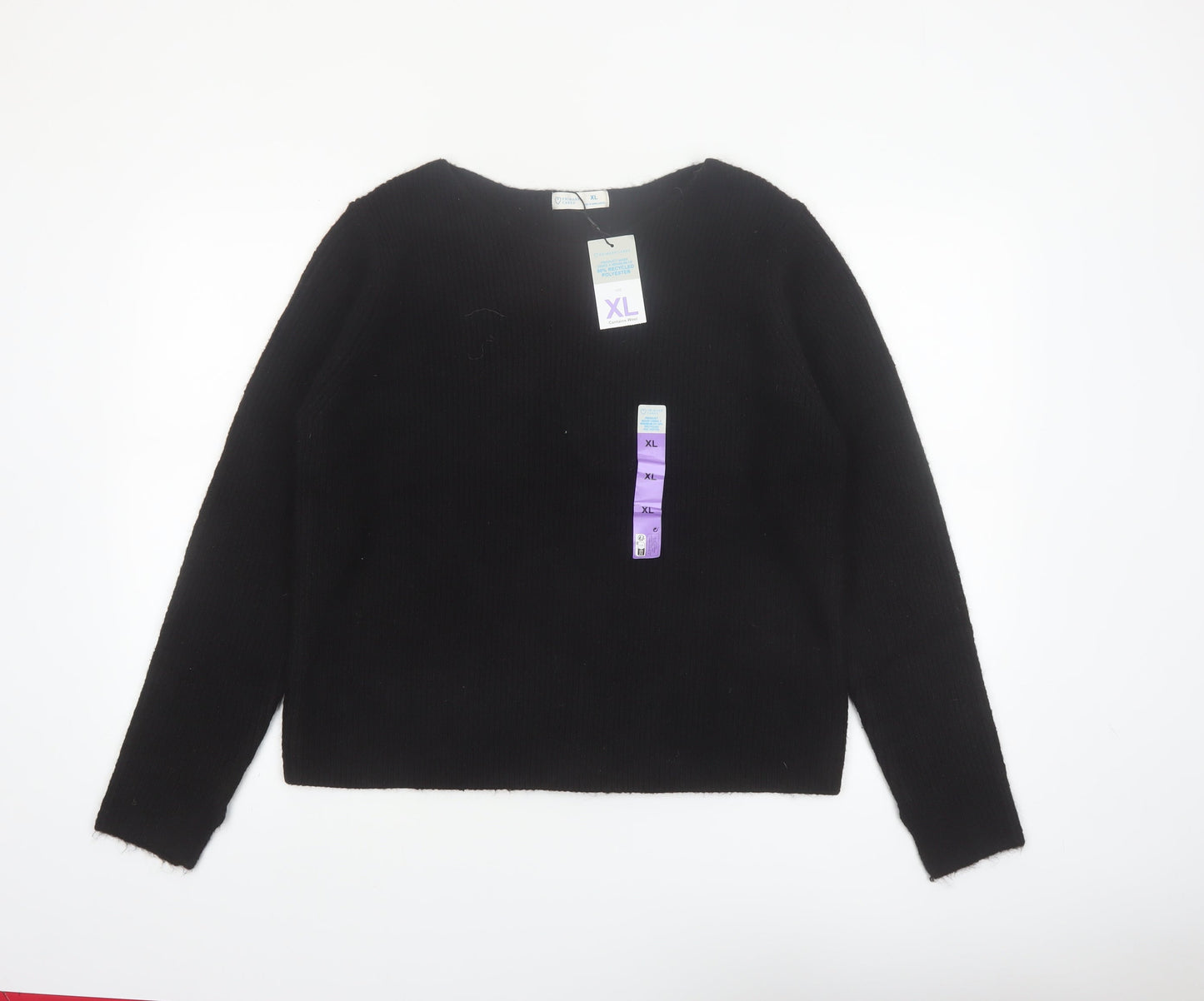 Primark Womens Black XL Crew Neck Long Sleeve Knit Jumper