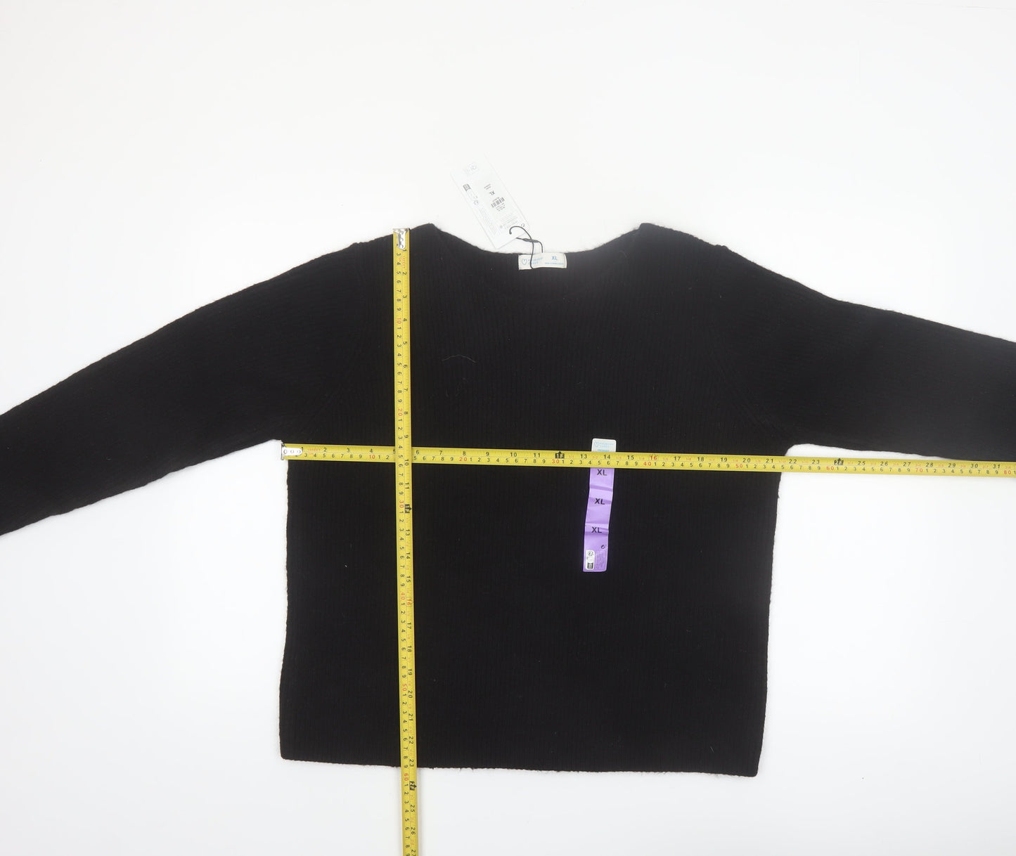 Primark Womens Black XL Crew Neck Long Sleeve Knit Jumper