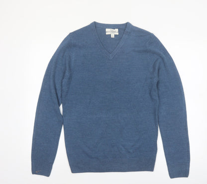 Marks and Spencer Men's Blue V-Neck Acrylic Jumper Size S Regular