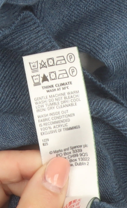 Marks and Spencer Men's Blue V-Neck Acrylic Jumper Size S Regular