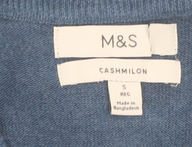 Marks and Spencer Men's Blue V-Neck Acrylic Jumper Size S Regular