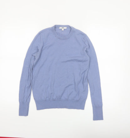 Uniqlo Women Blue Wool Crew Neck Pullover Jumper Size S
