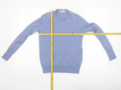 Uniqlo Women Blue Wool Crew Neck Pullover Jumper Size S