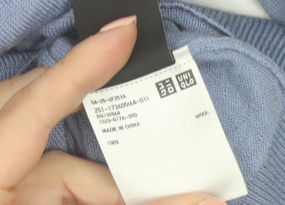 Uniqlo Women Blue Wool Crew Neck Pullover Jumper Size S