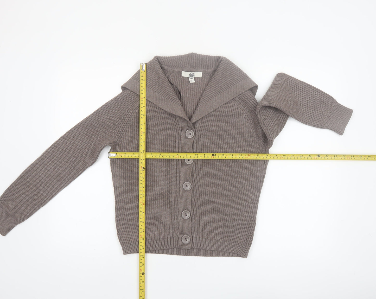 Marks and Spencer Women Brown XS Collared Knit Cardigan