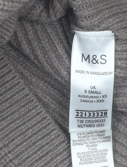Marks and Spencer Women Brown XS Collared Knit Cardigan