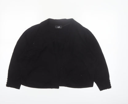 Wallis Women’s Black Knit Open Cardigan L 3/4 Sleeve Lightweight