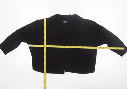 Wallis Women’s Black Knit Open Cardigan L 3/4 Sleeve Lightweight