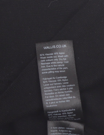 Wallis Women’s Black Knit Open Cardigan L 3/4 Sleeve Lightweight