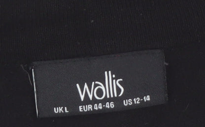 Wallis Women’s Black Knit Open Cardigan L 3/4 Sleeve Lightweight
