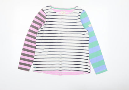 Joules Women’s Multicoloured Striped Long Sleeve Cotton T-Shirt UK 12
