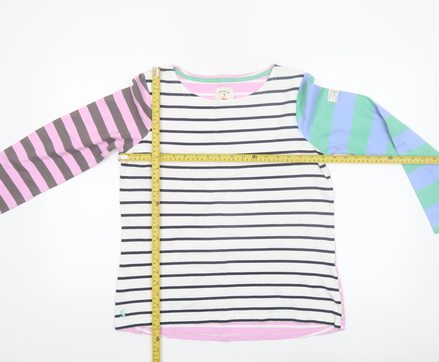 Joules Women’s Multicoloured Striped Long Sleeve Cotton T-Shirt UK 12