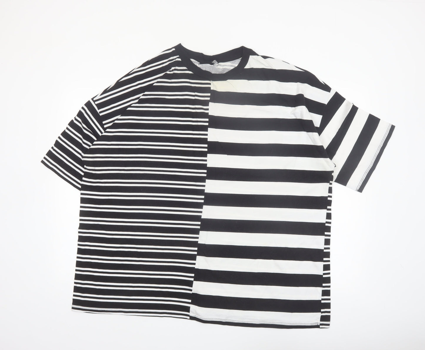 ASOS DESIGN Women Black White Striped Relaxed Cotton T-Shirt Size 18