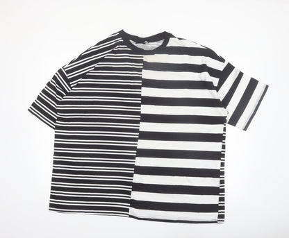ASOS DESIGN Women Black White Striped Relaxed Cotton T-Shirt Size 18