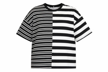ASOS DESIGN Women Black White Striped Relaxed Cotton T-Shirt Size 18