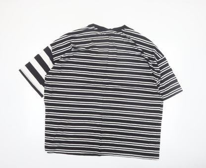 ASOS DESIGN Women Black White Striped Relaxed Cotton T-Shirt Size 18