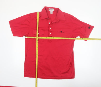 Slazenger Men’s Red Cotton Polo Shirt Size L Golf Sportswear
