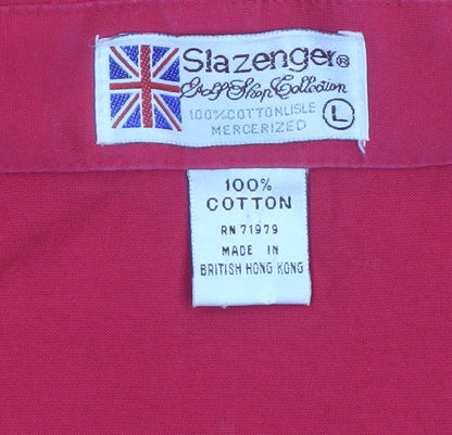 Slazenger Men’s Red Cotton Polo Shirt Size L Golf Sportswear