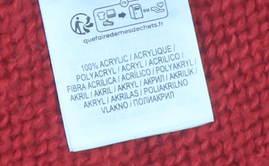 Amara Reya Women's Red Cable-Knit V-Neck Jumper Size 10