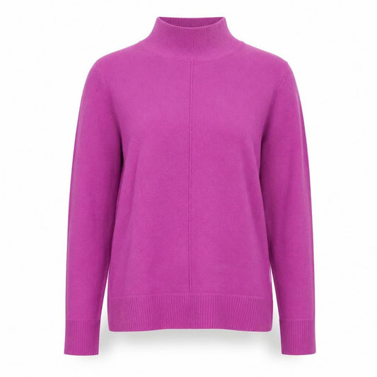 White Stuff Women's Purple Mock Neck Merino Wool Blend Jumper Size 12