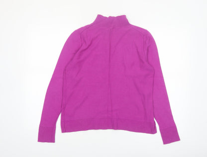 White Stuff Women's Purple Mock Neck Merino Wool Blend Jumper Size 12