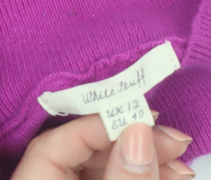 White Stuff Women's Purple Mock Neck Merino Wool Blend Jumper Size 12